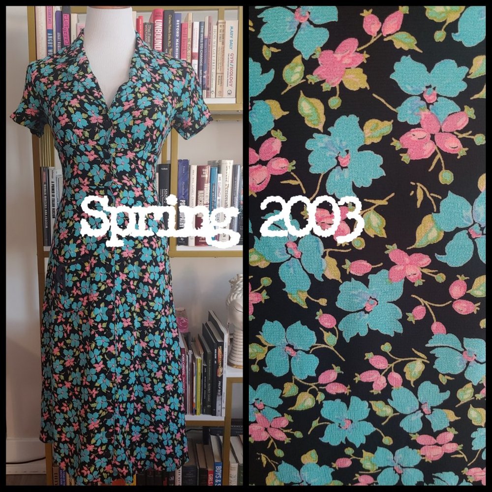 Vintage Betsey Johnson Y2K 2003 Bluebell Cup of Coffee Dress XS P